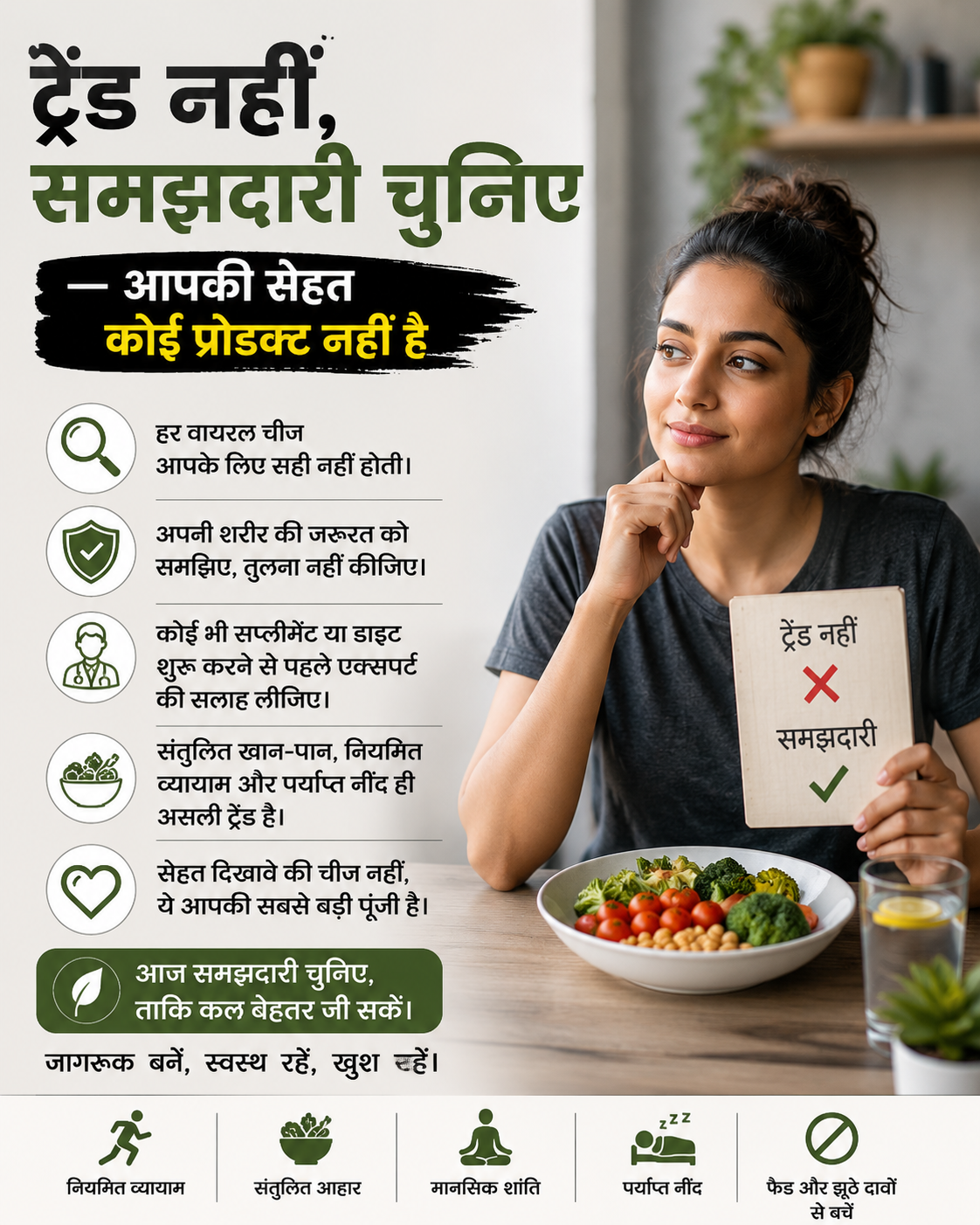 ट्रेंड नहीं, समझदारी चुनिए — आपकी सेहत कोई प्रोडक्ट नहीं है”